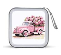Jubonexis Mallette de rangement portable pour CD et DVD Motif camion rose avec fleurs