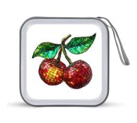 Jubonexis Mallette de rangement portable pour CD et DVD Motif cerises rouges