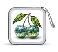 Jubonexis Mallette de rangement portable pour CD et DVD Motif cerises vertes