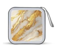 Jubonexis Mallette de rangement portable pour CD et DVD - Motif marbre doré - Pour voiture, maison, voyage