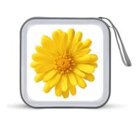 Jubonexis Mallette de rangement portable pour CD et DVD Motif marguerites Jaune