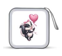 Jubonexis Mallette mignonne tenant un ballon rose en forme de cœur pour CD DVD étui de rangement portable pour voiture, maison, voyage