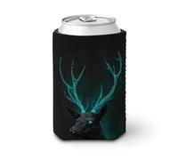 Jubonexis Manchon isotherme doux pour canette de bière, cerf noir avec bois turquoise brillant pour fête, plage, événement, maison
