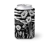 Jubonexis Manchon isotherme doux pour canettes de bière, fleurs sauvages, prairie, marguerites, coquelicots, pour fête, plage, événement, maison