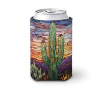 Jubonexis Manchon isotherme doux pour canettes de bière, verre teinté cactus dans le désert pour fête, plage, événement, maison