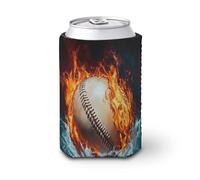 Jubonexis Manchon isotherme pour canette de bière, motif baseball de feu de baseball dans l'eau, support de boisson doux pour fête, plage, événement, maison
