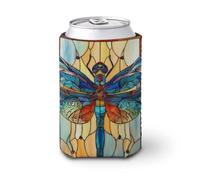 Jubonexis Manchon isotherme pour canettes de bière, verre teinté fantaisiste libellule pour fête, plage, événement, maison