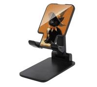 Jubonexis Mignon chaton noir portant un chapeau de sorcière support de téléphone portable pliable et réglable pour bureau