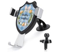 Jubonexis Mignon couronne d'oreille de lapin avec tulipes œufs de Pâques support de téléphone de voiture support triangle clip base grille d'aération support de téléphone portable accessoires