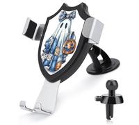 Jubonexis Mignon Halloween fantôme citrouille seau bleu denim voiture support support téléphone support triangle clip base grille d'aération téléphone portable voiture accessoires automobile pour