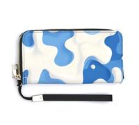 Jubonexis Milk Splash Portefeuille long à deux volets en cuir synthétique avec texture vague d'eau abstraite, porte-monnaie, carte de crédit, porte-cartes et argent pour homme et femme