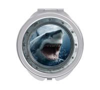 Jubonexis Mini miroir de poche portable pour femme et fille - Motif requin en colère