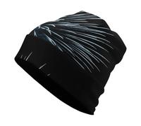 Jubonexis Minimal Fireworks Burst on Black Adult Knitted Hat Pullover Cap Soft Comfortable Hats for Men Women
