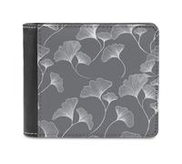 Jubonexis Minimal Line Art of Ginkgo Portefeuille à deux volets en cuir synthétique souple pour pièces de monnaie, cartes de crédit, porte-cartes et billets pour homme et femme