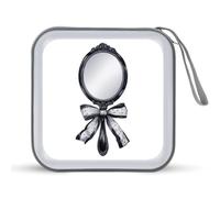 Jubonexis Miroir de poche avec nœud noir aquarelle, étui de rangement pour CD, DVD, voiture, maison, voyage