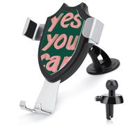 Jubonexis Mots roses Yes You Can on Green Support de téléphone de voiture triangle à clip Base Air Vent Support de téléphone portable Accessoires automobiles pour smartphones portables de 4 à 6 pouces