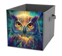 Jubonexis Mystical Cubes de rangement pliables en forme de tête de hibou avec poignées pour étagères, placards, 27 x 27 cm