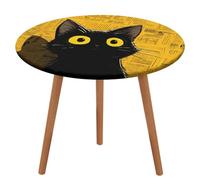 Jubonexis Nappe ronde avec motif chat noir contre un journal, imperméable, élastique, pour pique-nique, camping, salle à manger, 127 cm