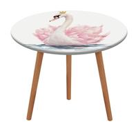 Jubonexis Nappe ronde en forme de cygne rose avec une petite couronne dorée, imperméable, élastique, pour pique-nique, camping, salle à manger, 127 cm