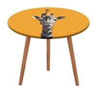 Jubonexis Nappe ronde minimaliste avec motif girafe portant un chapeau de fête, imperméable, élastique, pour pique-nique, camping, salle à manger, 127 cm