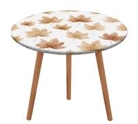 Jubonexis Nappe ronde rustique minimaliste avec feuilles d'érable beige chaud, imperméable, élastique, pour pique-nique, camping, salle à manger, 127 cm