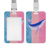 Jubonexis Native Art - Porte-badge rétractable - Motif baleine rose et bleu - Pour le travail, le bureau, les médecins, les infirmières