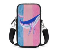 Jubonexis Native Art Whale Sac à bandoulière pour téléphone portable et smartphone avec sangle réglable Rose Bleu