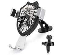 Jubonexis Native Man Support de téléphone de voiture vintage avec base triangulaire à clip pour grille d'aération Accessoires automobiles pour smartphones portables de 4 à 6 pouces