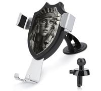 Jubonexis Native Woman Support de téléphone de voiture noir et blanc avec base triangulaire à clip pour grille d'aération Accessoires automobiles pour smartphones portables de 4 à 6 pouces