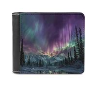 Jubonexis Northern Lights Portefeuille à deux volets en cuir synthétique souple pour pièces de monnaie, carte de crédit, porte-cartes et billets pour homme et femme