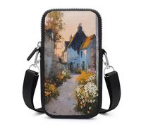 Jubonexis Old Country European Cottages Village Sac à bandoulière pour téléphone portable Smartphone avec sangle réglable