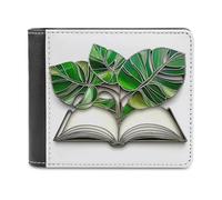 Jubonexis Open Book avec feuilles de plantes Monstera luxuriantes en cuir synthétique souple à deux volets, porte-monnaie, carte de crédit, portefeuille fin durable pour homme et femme