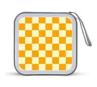 Jubonexis Orage and Beige Checker Pattern Case CD DVD Case Portable for Car Home Travel