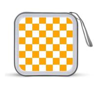 Jubonexis Orage and White Checker Pattern Étui de rangement CD DVD portable pour voiture, maison, voyage