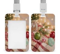 Jubonexis Ornements de Noël verts et rouges en forme de branches de pin, porte-badge, porte-carte rétractable, porte-cartes, porte-nom, étiquette pour le travail, le bureau, les médecins, les