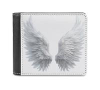 Jubonexis Paire d'ailes d'ange blanches en cuir PU souple, portefeuille à deux volets, porte-monnaie, carte de crédit, porte-cartes fin pour hommes et femmes