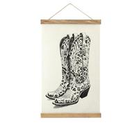 Jubonexis Paire de bottes de cowgirl avec motif léopard, peinture sur toile, cadre en bois, support pour affiche, kit de décoration murale