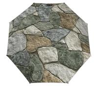 Jubonexis Parapluie pliable à 3 plis avec parois en pierre, coupe-vent, solide, léger, pour l'extérieur, le soleil et la pluie
