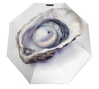 Jubonexis Parapluie pliable à 3 plis avec perle en huître, coupe-vent, pour l'extérieur, le soleil et la pluie