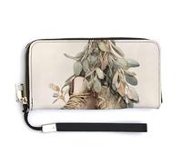 Jubonexis Patins à glace aquarelle avec feuilles de sauge en cuir PU long portefeuille à deux volets, porte-monnaie, étui de carte de crédit, porte-cartes durable pour homme et femme