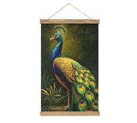 Jubonexis Peacock in The Forest Peinture sur toile Cadre en bois Décoration murale