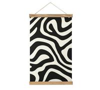 Jubonexis Peinture sur toile, cadre en bois, motif tourbillon noir et blanc, motif ondulé, lignes abstraites et ondulées, kit d'art mural