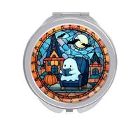 Jubonexis Petit miroir de poche portable en verre teinté avec fantôme mignon lisant dans un fauteuil pour femme