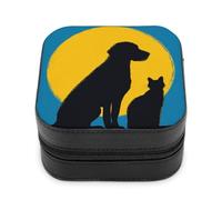 Jubonexis Petite boîte à bijoux en cuir synthétique avec silhouette de labrador pour femme et chat