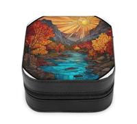 Jubonexis Petite boîte à bijoux en verre teinté Mountain Valley portable en cuir synthétique pour femme