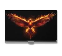 Jubonexis Phoenix Porte-cartes de visite fin en métal avec ailes qui coulent et flammes pour homme et femme