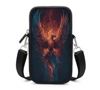 Jubonexis Phoenix Rising from Fire Sac à bandoulière pour téléphone portable et smartphone avec sangle réglable Noir