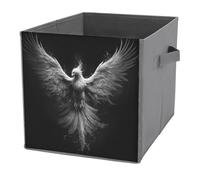 Jubonexis Phoenix Rising from The Ashes Cubes de rangement cubiques pliables en tissu décoratif avec poignées pour étagères, placards, 27 x 27 cm
