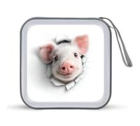 Jubonexis Pig Peeking Out of A Hole Étui de rangement portable pour CD, DVD, voiture, maison, voyage