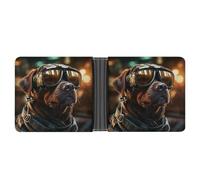 Jubonexis Pilot Dog Portefeuille à deux volets en cuir synthétique souple pour pièces de monnaie, carte de crédit, portefeuille fin et durable pour homme et femme